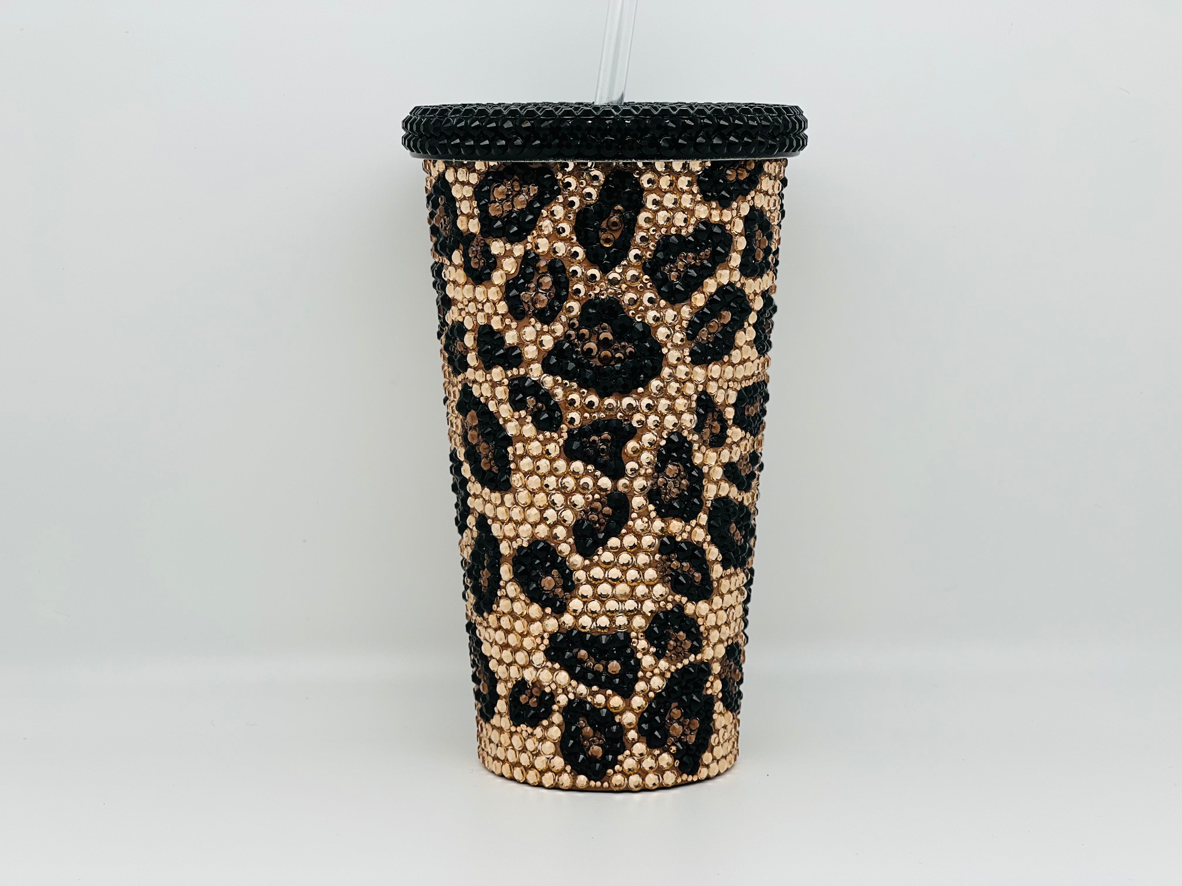 Black Glitter Cheetah Print Reusable Cold and Iced Coffee Cup Gift for Best  Friend Leopard Animal Print Custom Cheetah Tumbler Cup 