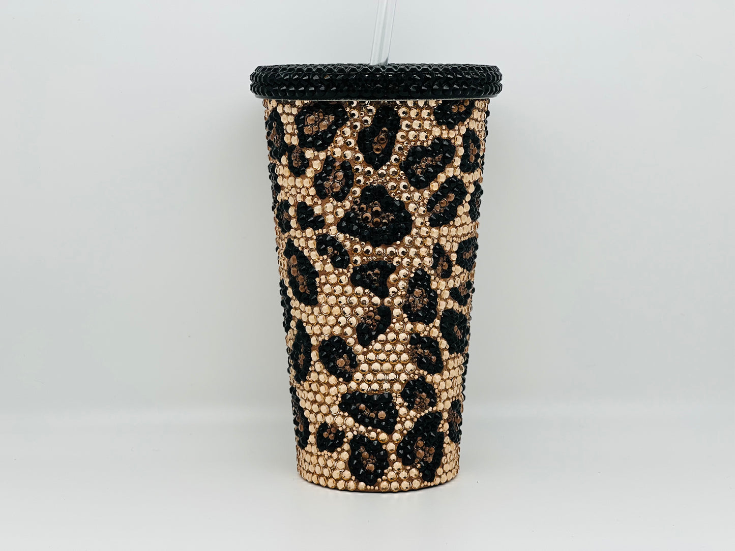 Leopard Print Rhinestone Tumbler