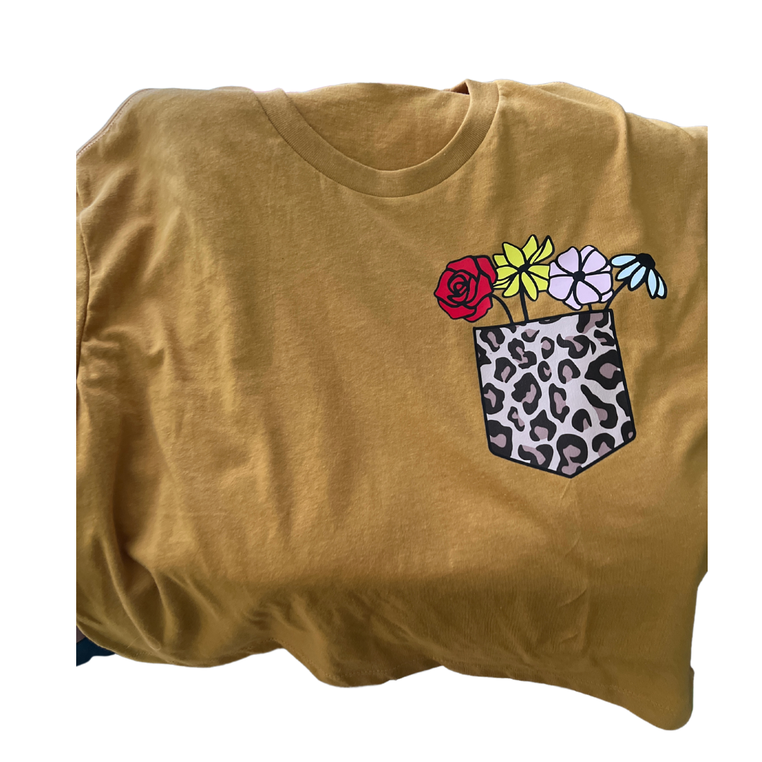 Golden Crop Top with Flower Pocket