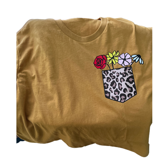 Golden Crop Top with Flower Pocket
