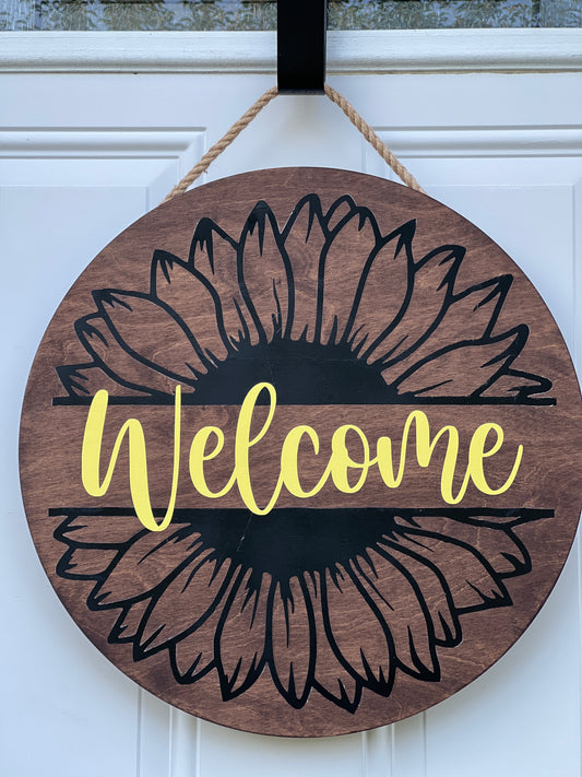 Sunflower Welcome Wood Sign