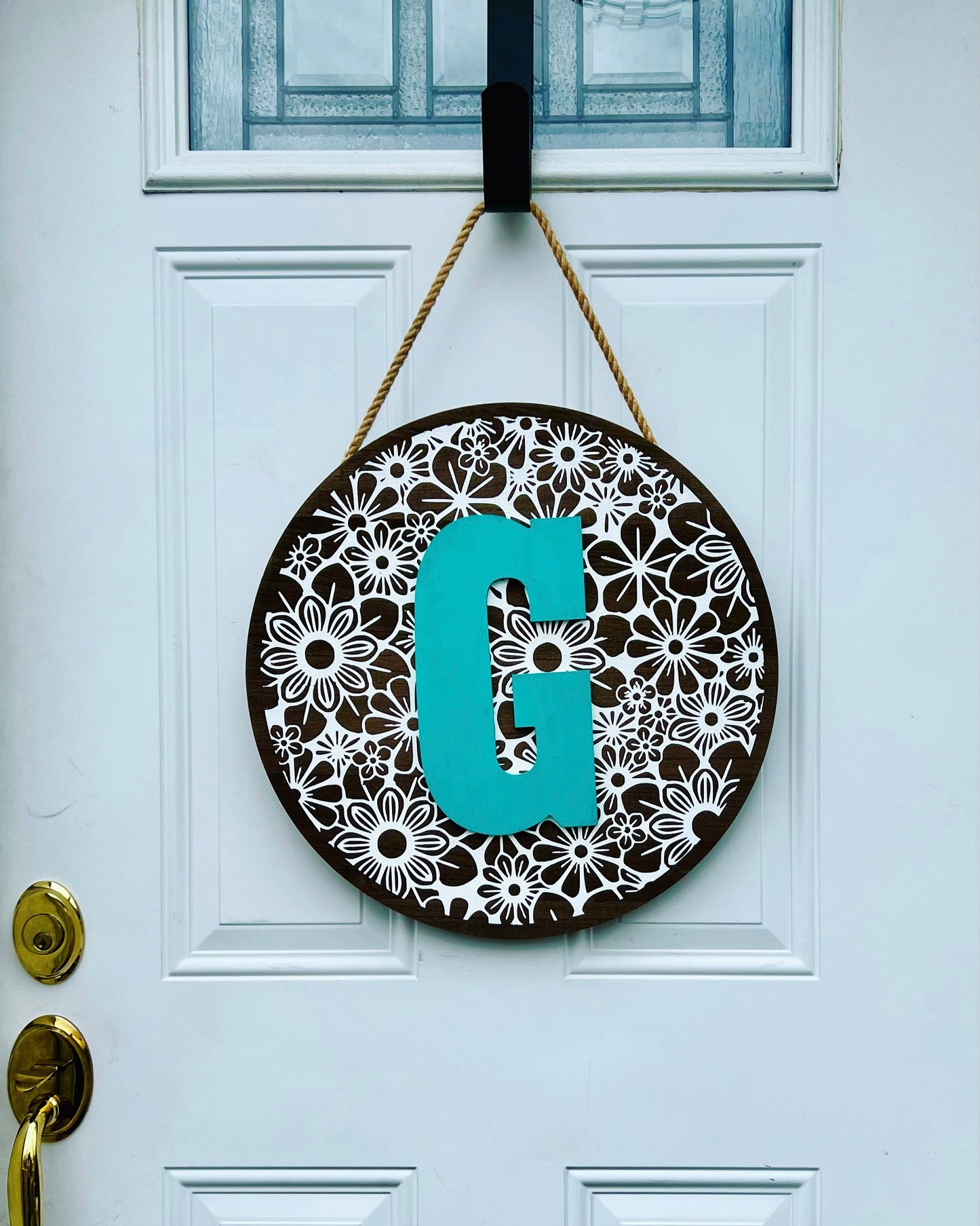 Circular Monogram Wood Door Sign